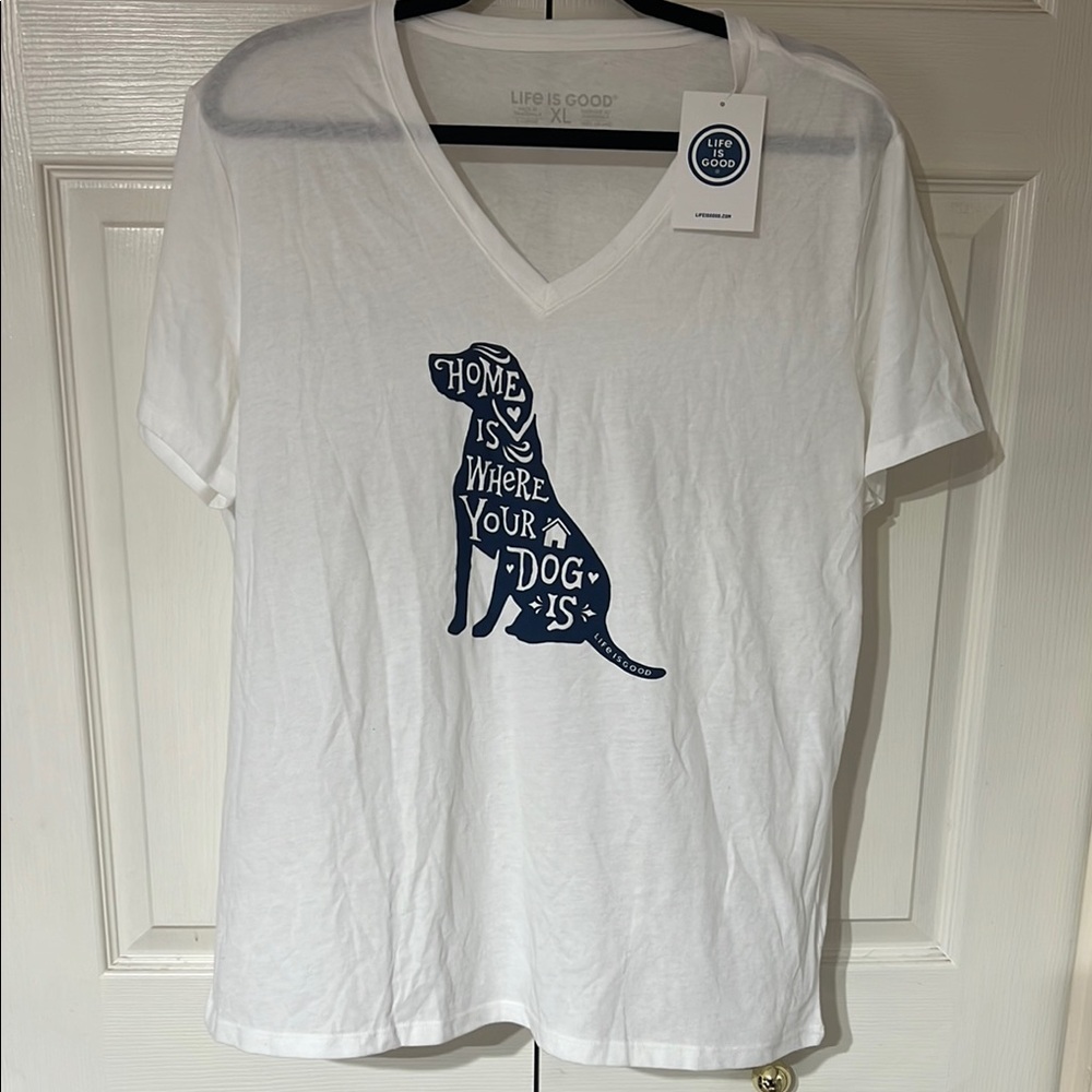 Life Is Good Blue Dog Silhouette T-Shirt